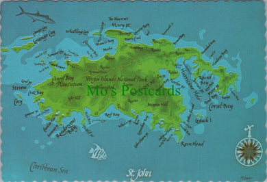Map Postcard - St John, U.S.Virgin Islands