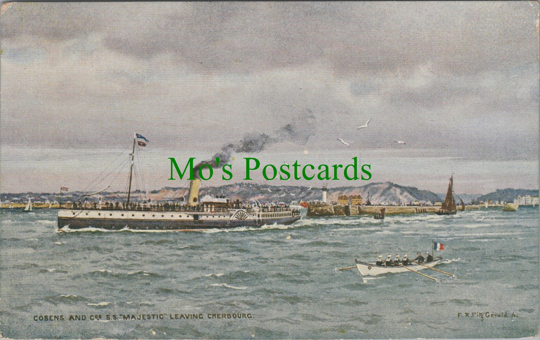 Shipping Postcard, S.S.Majestic Leaving Cherbourg