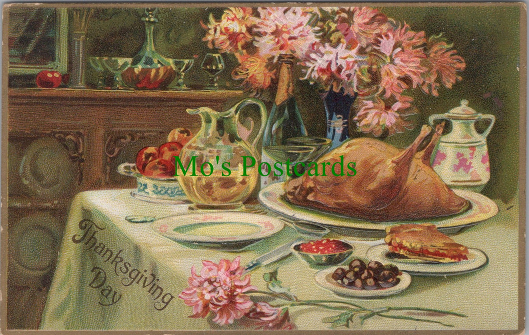 Embossed Greetings Postcard - Thanksgiving Day