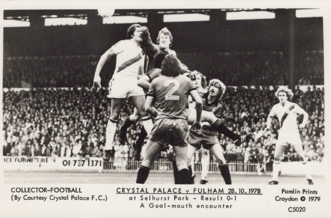 Sports Postcard - Football - Crystal Palace v Fulham 28.10.1978 at Selhurst Park - Mo’s Postcards 