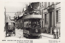 Load image into Gallery viewer, Devon Postcard - Exeter Car No.10 on Passing Loop in Queen Street c1905 - Mo’s Postcards 
