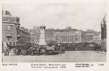 Load image into Gallery viewer, Kent Postcard - Old Dover - Grand Hotel, Monument and &quot;Invicta&quot; Conveyance c1912 - Mo’s Postcards 
