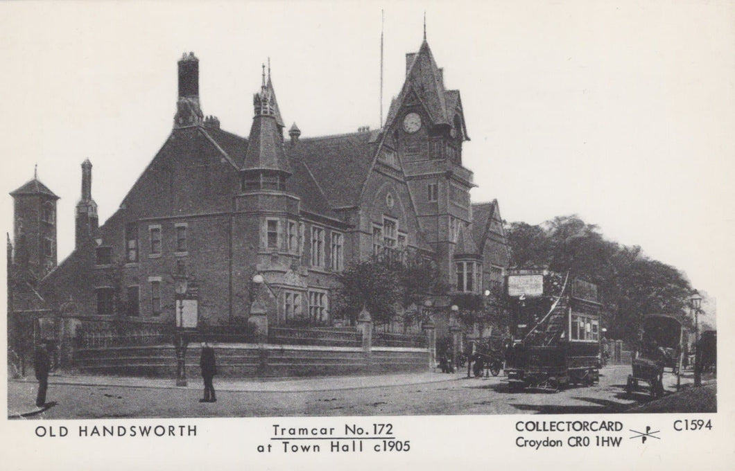Warwickshire Postcard - Old Handsworth - Tramcar No 172 at Town Hall c1905 - Mo’s Postcards 