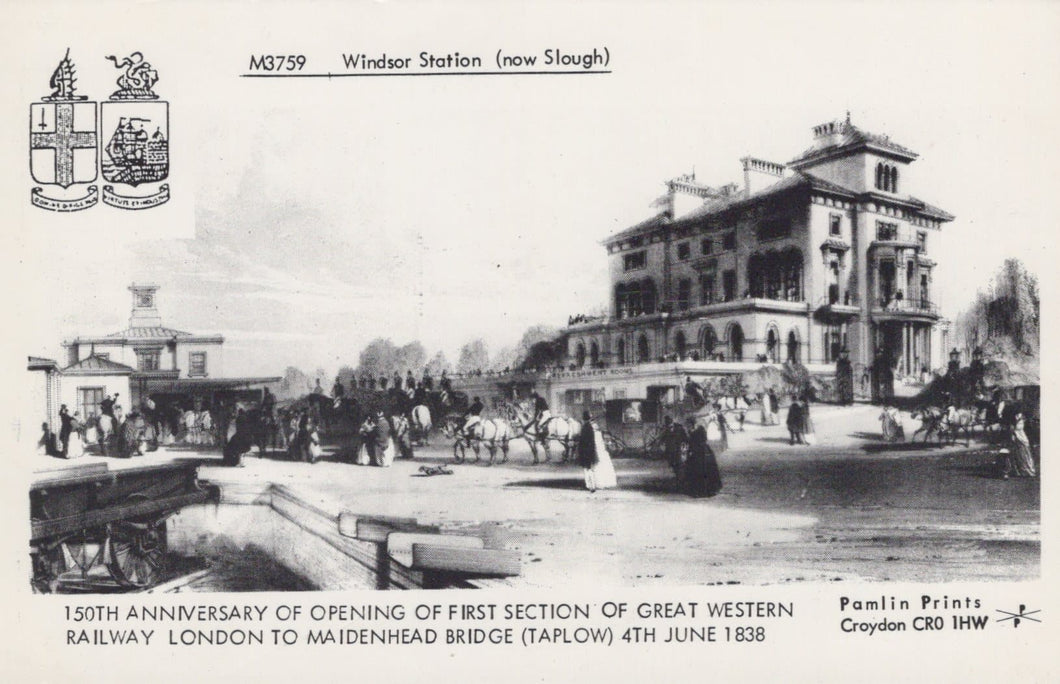 Berkshire Postcard - Windsor Station (Now Slough), Great Western Railway, 1838 - Mo’s Postcards 