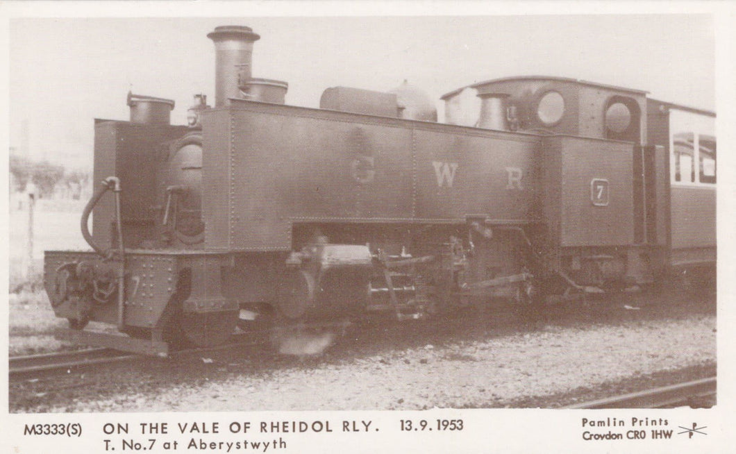 Wales Postcard - On The Vale of Rheidol Railway 1953 - T.No 7 at Aberystwyth - Mo’s Postcards 