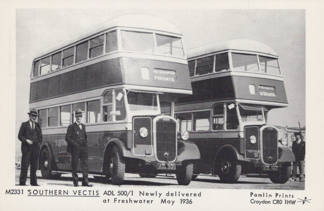 Isle of Wight Postcard - Southern Vectis Buses ADL 500/1 Newly Delivered at Freshwater, 1936 - Mo’s Postcards 