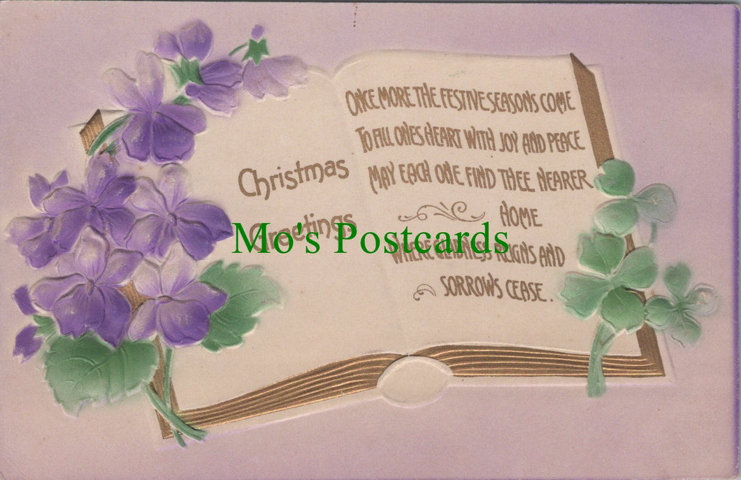 Embossed Christmas Greetings Postcard