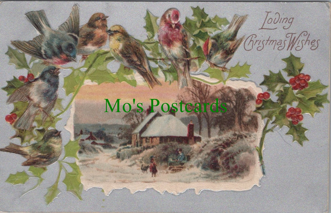 Embossed Greetings Postcard - Loving Christmas Wishes