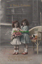 Load image into Gallery viewer, Greetings Postcard - A Merry Christmas - Two Girls
