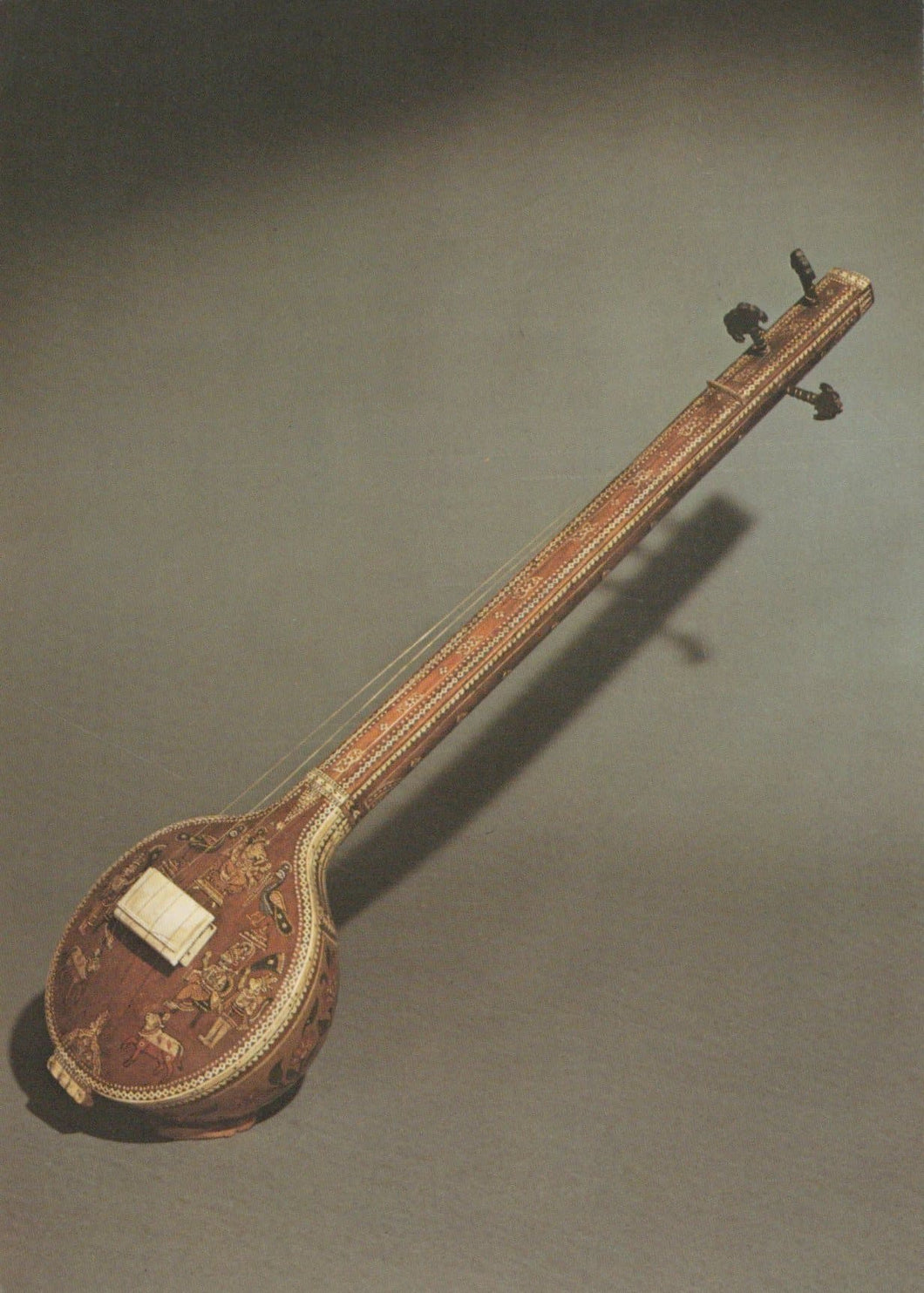 Music Postcard - Stringed Musical Instrument (Tambura) - Hindu Paintings, 19th Century - Horniman Museum - Mo’s Postcards 