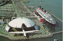 Load image into Gallery viewer, America Postcard - The &quot;Spruce Goose&quot; Aeroplane and Queen Mary Liner, Long Beach, California - Mo’s Postcards 
