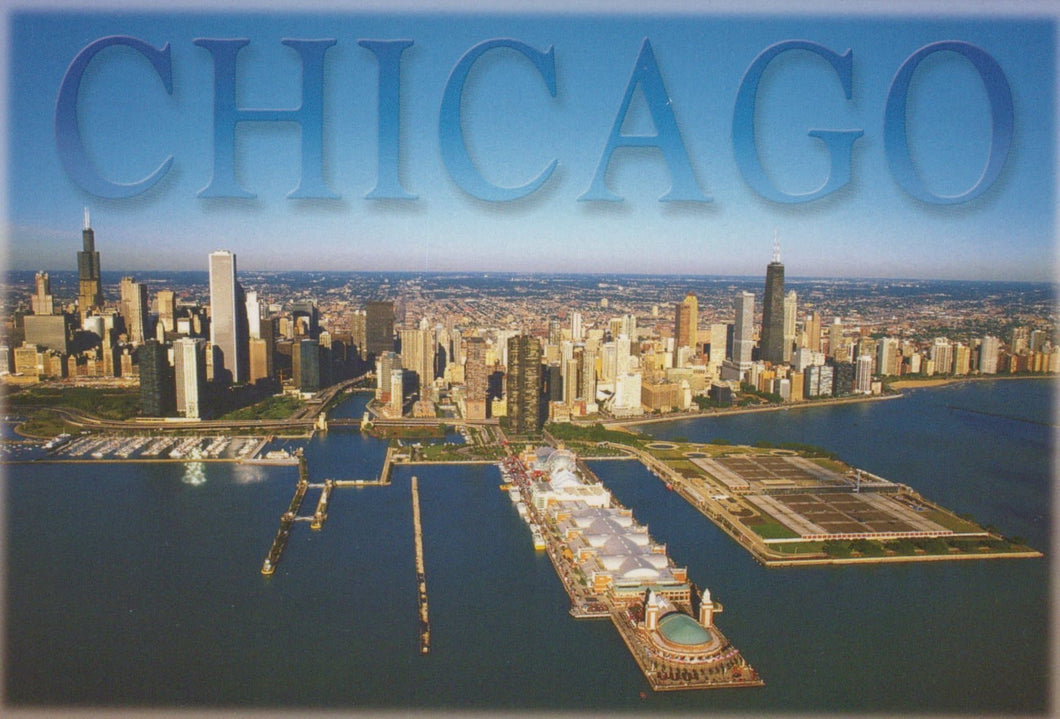 America Postcard - View of Chicago Skyline and Navy Pier, Illinois - Mo’s Postcards 