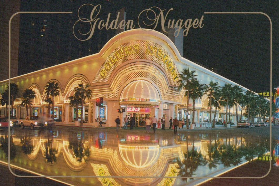 America Postcard - Nevada - Las Vegas - The Golden Nugget's Reflection at Night - Mo’s Postcards 