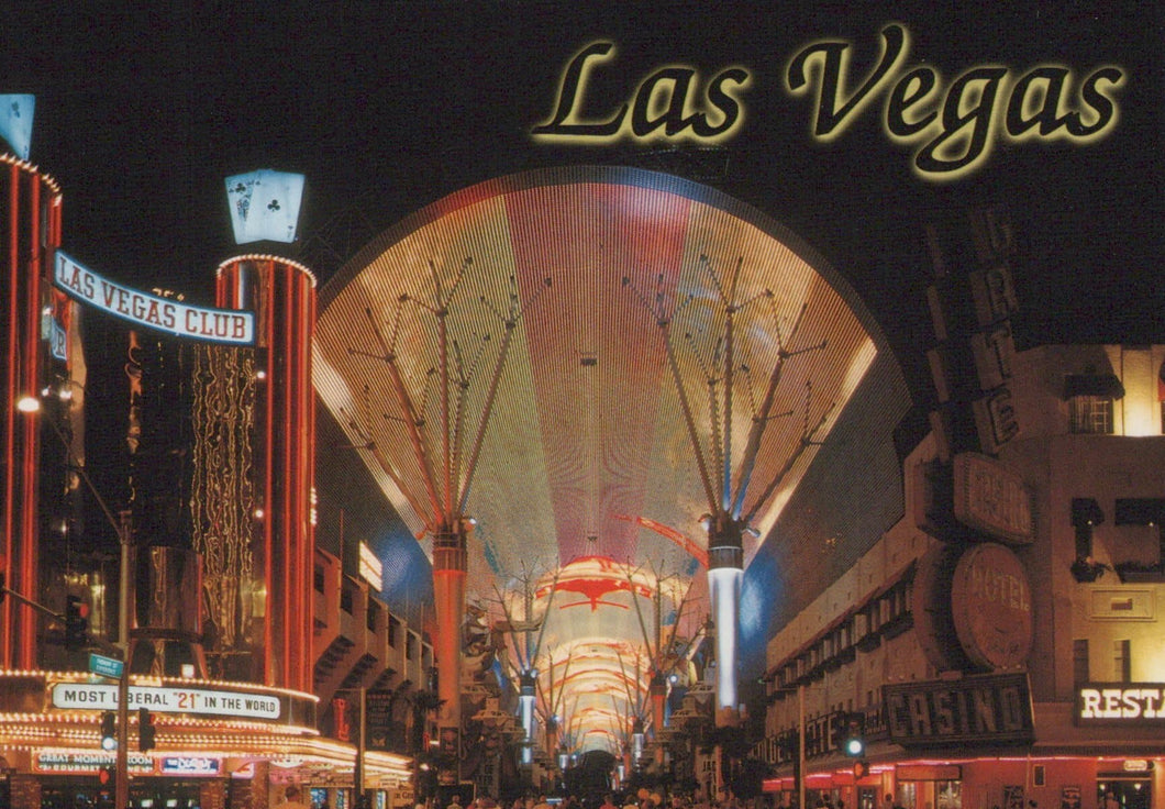 America Postcard - Nevada - Downtown Las Vegas at Night - Mo’s Postcards 