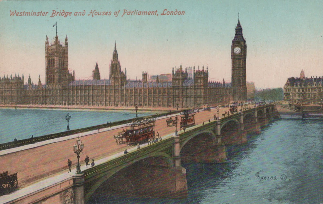 London Postcard - Westminster Bridge and Houses of Parliament - Mo’s Postcards 