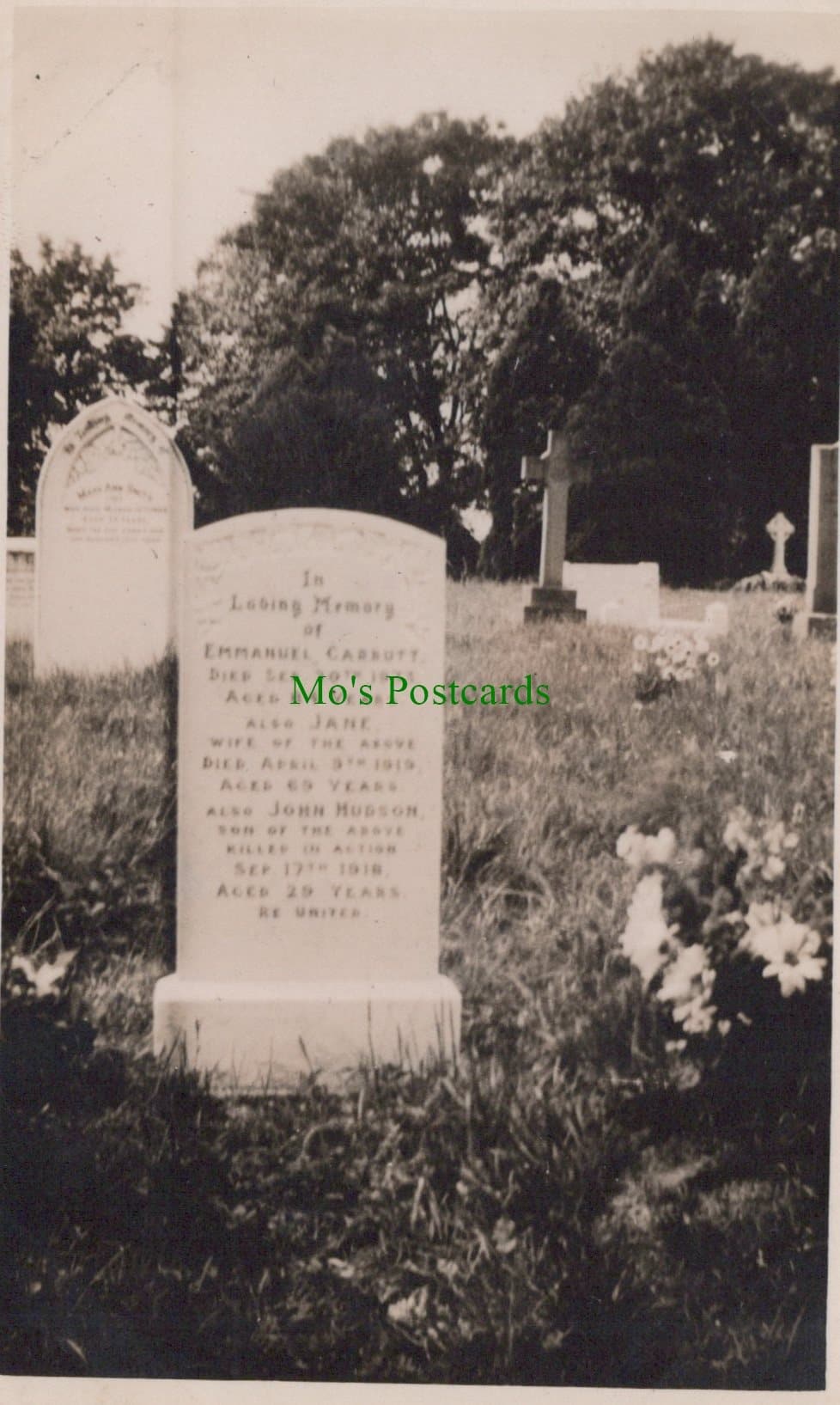 Death Postcard - Grave of John Hudson