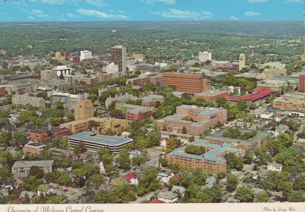 America Postcard - Aerial View of The University of Michigan Central Campus - Mo’s Postcards 