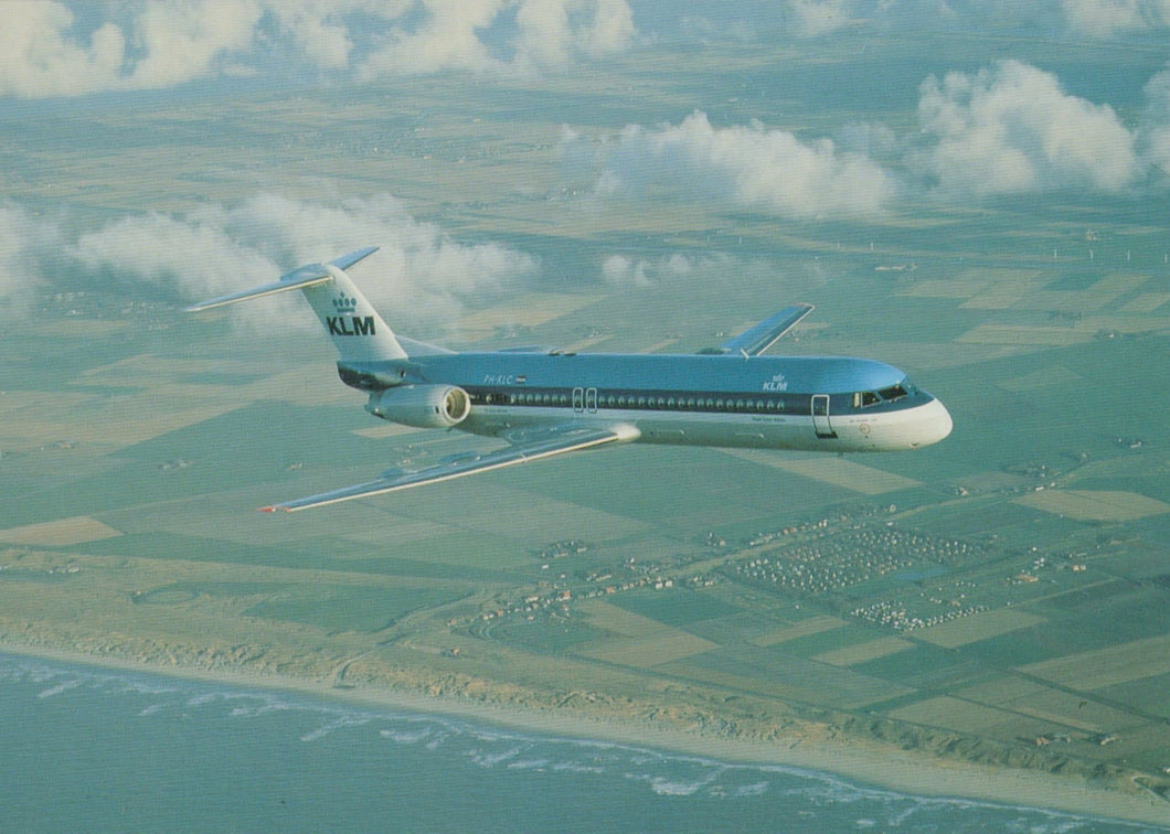 Aviation Postcard - Fokker 100 KLM Royal Dutch Airlines PH-KLC Aeroplane - Mo’s Postcards 