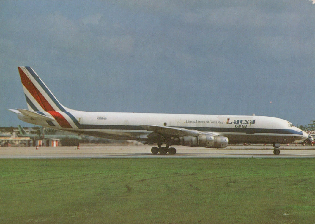 Aviation Postcard - LACSA McDonnell Douglas DC-8F-55 Aeroplane at Miami, 1982 - Mo’s Postcards 