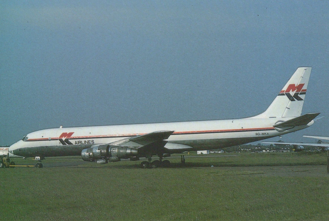Aviation Postcard - 9G-MKA DC8 MK Airlines Aeroplane, Southend Airport, 1994 - Mo’s Postcards 
