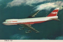 Load image into Gallery viewer, Aviation Postcard - TWA&#39;s 747 Trans World Aeroplane - Mo’s Postcards 
