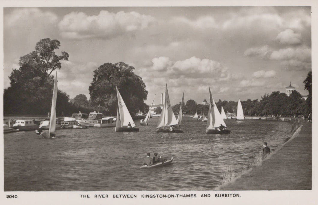 Surrey Postcard - The River Between Kingston-On-Thames and Surbiton - Mo’s Postcards 