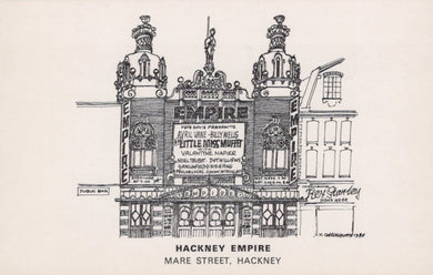 London Postcard - Pencil Drawing of Hackney Empire, Mare Street, Hackney - Artist Nick Charlesworth - Mo’s Postcards 