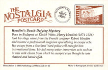 Load image into Gallery viewer, Magic Postcard - Harry Houdini&#39;s Death Defying Mystery - Mo’s Postcards 
