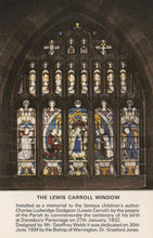 Load image into Gallery viewer, Cheshire Postcard - The Lewis Carroll Window, Daresbury Church - Mo’s Postcards 
