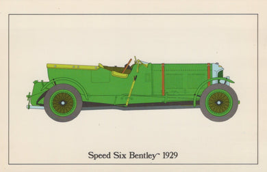 Vintage Cars Postcard - Speed Six Bentley, Great Britain, 1929 - Mo’s Postcards 