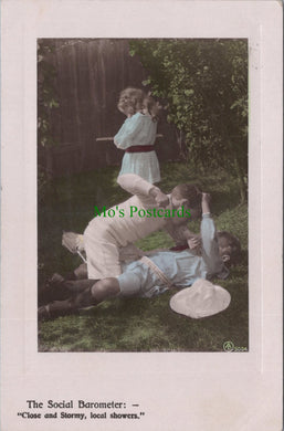 Children Postcard - Boys Fighting