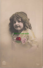 Load image into Gallery viewer, Children Postcard - Young Girl Holding Roses
