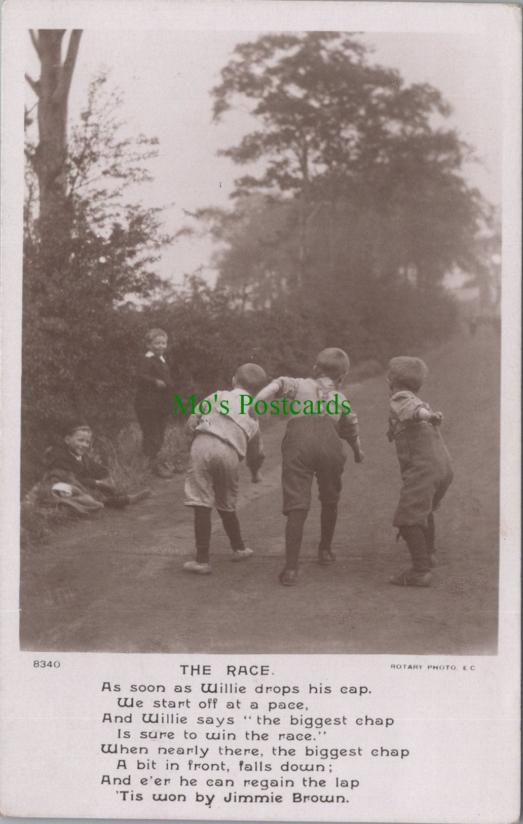 Children Postcard - Boys Running Race
