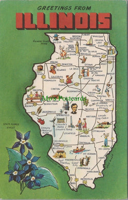 Map Postcard - Greetings From Illinois