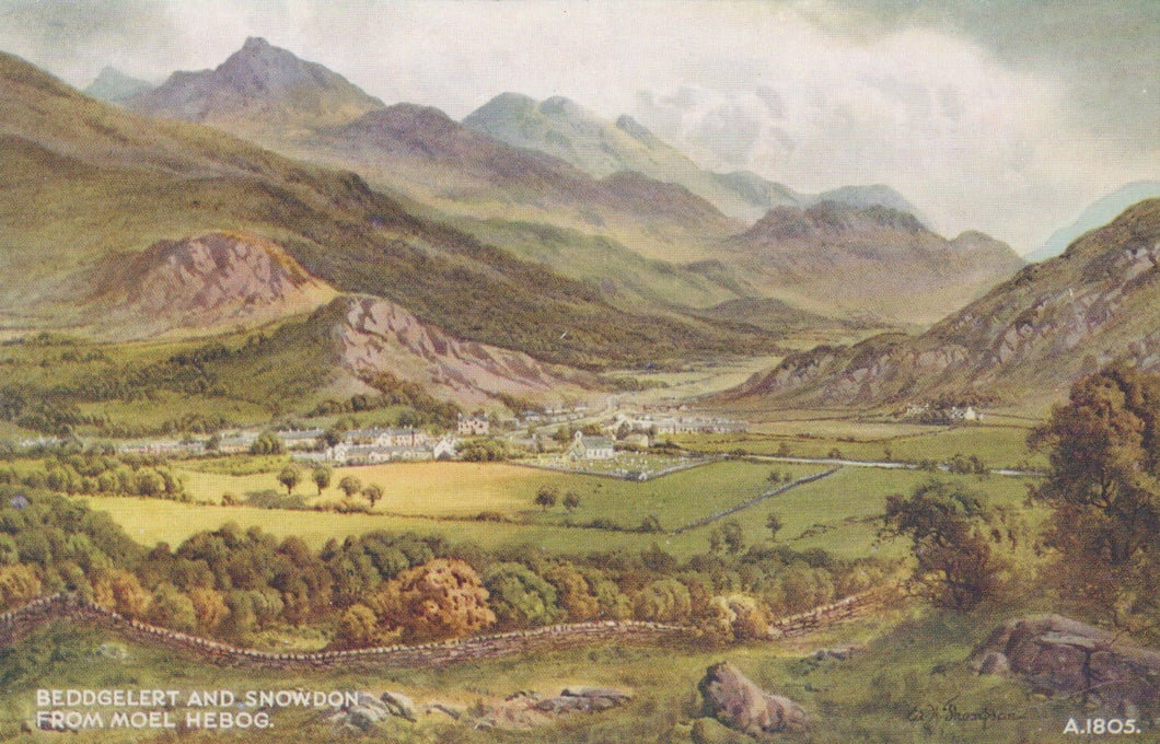Wales Postcard - Beddgelert and Snowdon From Moel Hebog - Mo’s Postcards 