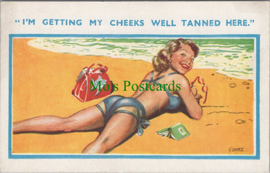 Comic Postcard - Beach / Sunbathing / Tan