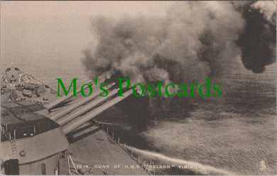 Naval Postcard - H.M.S.Nelson Firing Guns