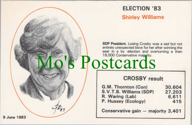Politics Postcard, Election 1983, Politician Shirley Williams