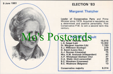 Politics Postcard, Election 1983, Politician Margaret Thatcher