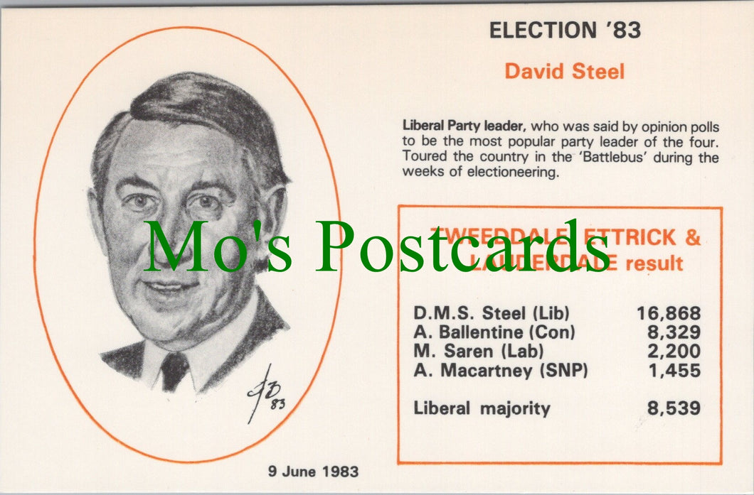 Politics Postcard, Election 1983, Politician David Steel