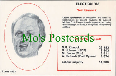 Politics Postcard, Election 1983, Politician Neil Kinnock