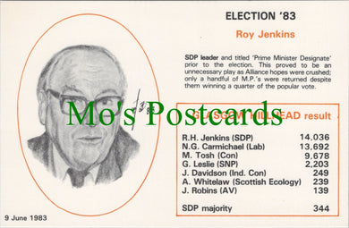 Politics Postcard, Election 1983, Politician Roy Jenkins