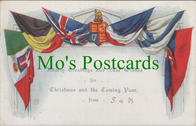 Greetings Postcard, Christmas & New Year, Series of Flags