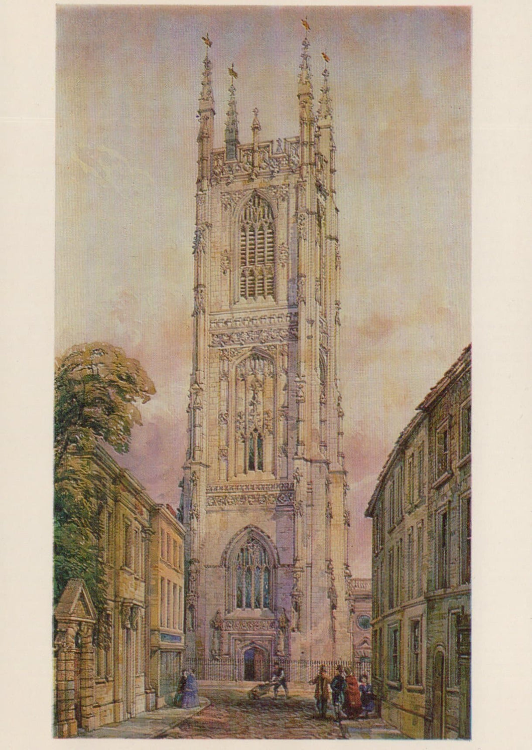 Derbyshire Postcard - The Tower of All Saints Church From St Mary's Gate, Derby Art Gallery - Mo’s Postcards 