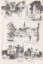 Load image into Gallery viewer, Surrey Postcard - Pencil Sketch Showing Views of Lingfield in The 1890&#39;s - Mo’s Postcards 
