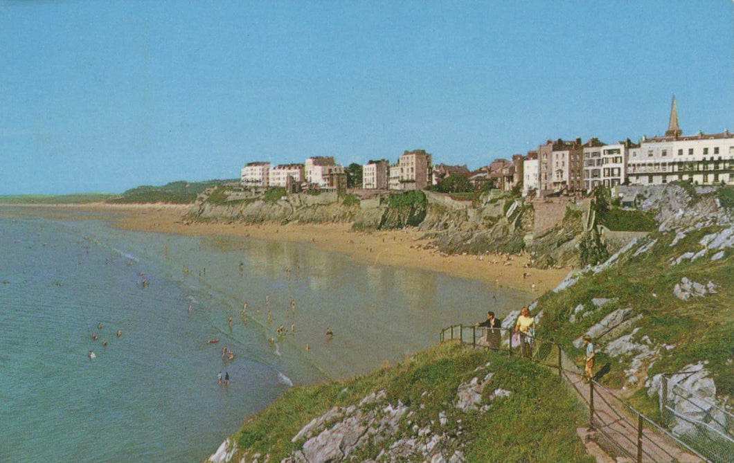 Wales Postcard - South Shore and Giltar Point, Tenby, Pembrokeshire, 1969 - Mo’s Postcards 