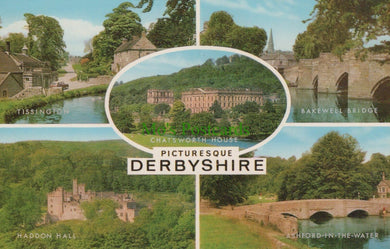 Derbyshire Postcard - Views of Picturesque Derbyshire, Tissington, Bakewell, Haddon Hall & Ashford-In-The-Water - Mo’s Postcards 
