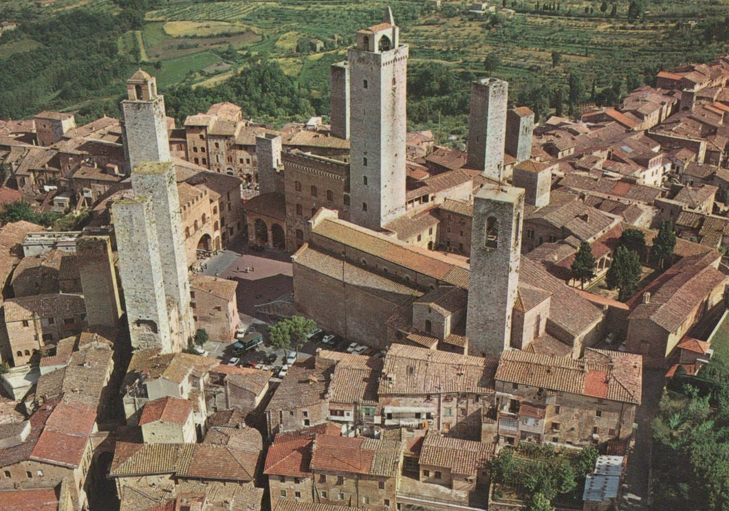 Italy Postcard - Aerial View of San Gimignano, Tuscany - Mo’s Postcards 