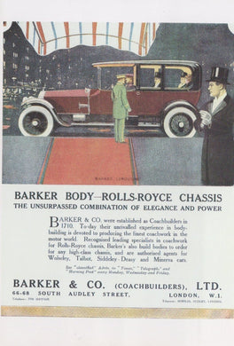 Advertising Postcard - Barker & Co (Coachbuilders) Ltd, Barker Body - Rolls-Royce Chassis - Mo’s Postcards 