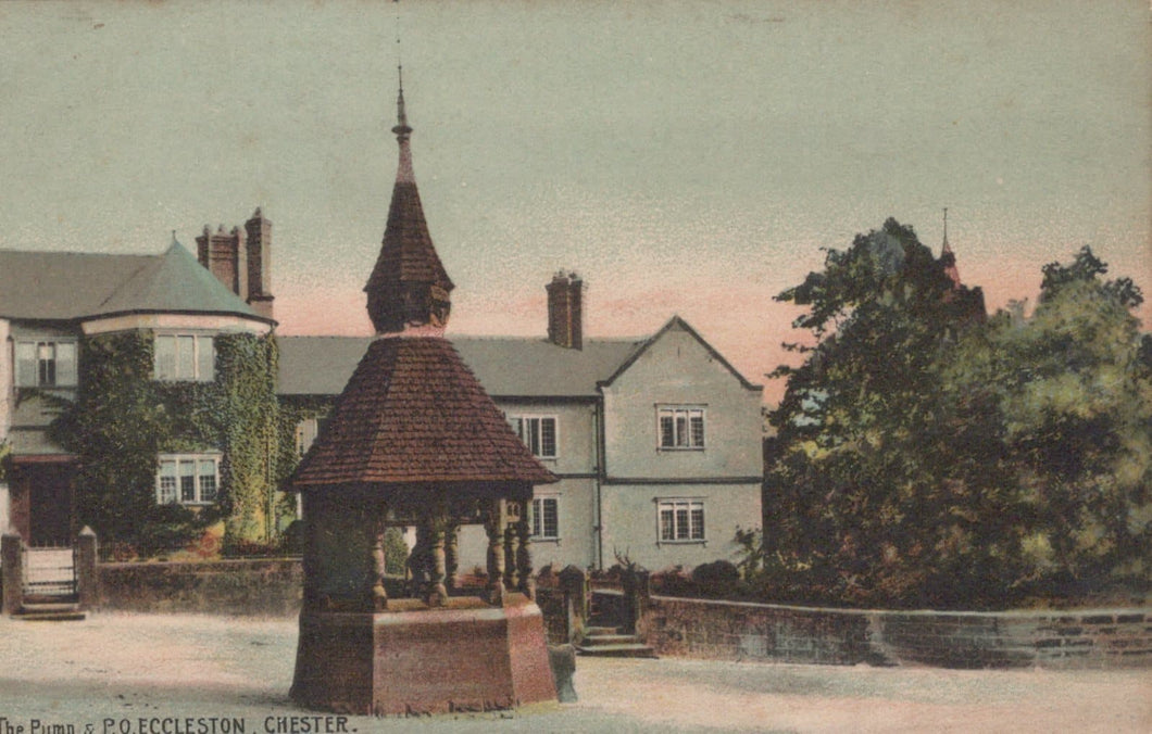 Cheshire Postcard - The Pump & P.O.Eccleston, Chester - Mo’s Postcards 